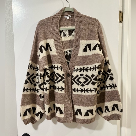 Blue Pepper Patterned Bell Sleeve Cardigan NWOT - Picture 1 of 5